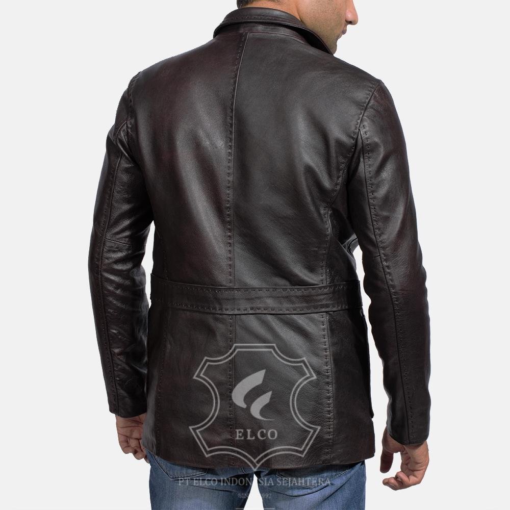 Jaket Kulit Pria Desain Jas - PJ 401 - Gambar 4