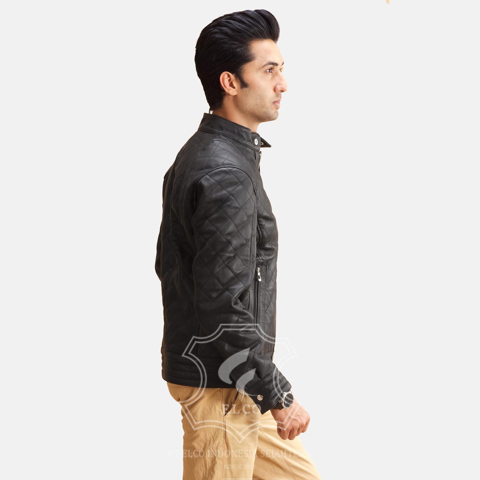 Jaket Kulit Pria Desain Biker - PB 416 - Gambar 4