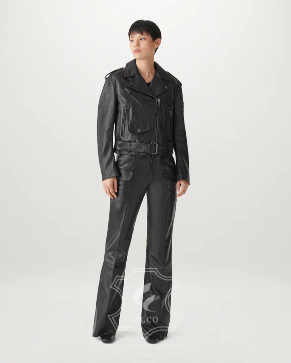 Jaket Kulit Wanita Desain Serong - WS 451 - Gambar 2