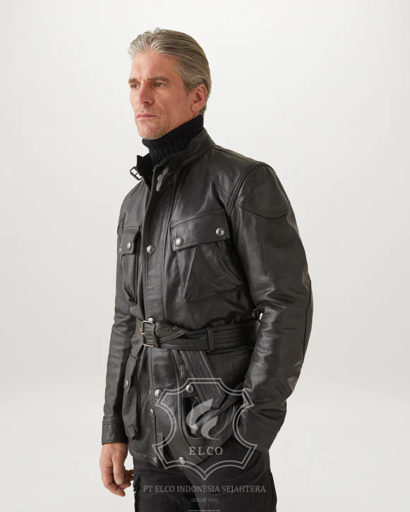 Jaket Kulit Pria Desain Safari - PJS 412 - Gambar 4