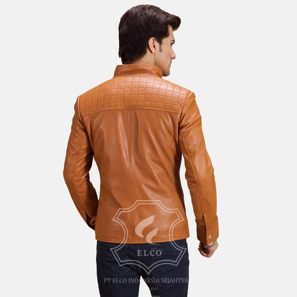 Jaket Kulit Pria Desain Biker - PB 412 - Gambar 3