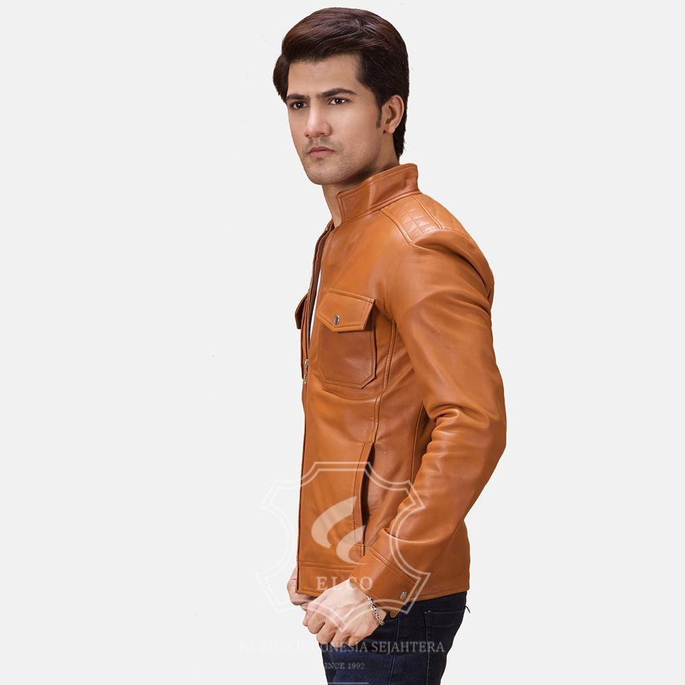 Jaket Kulit Pria Desain Biker - PB 412 - Gambar 2