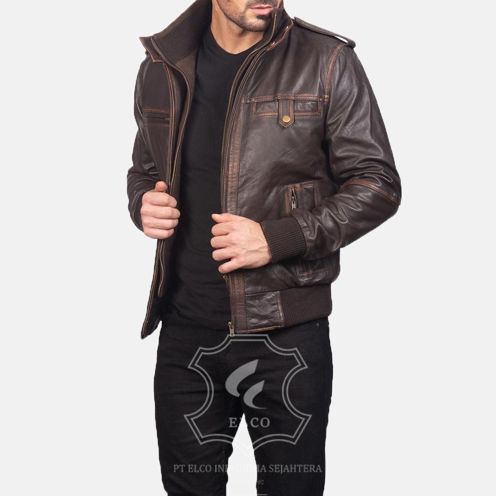 Jaket Kulit Pria Desain Bomber - PCB 413 - Gambar 3