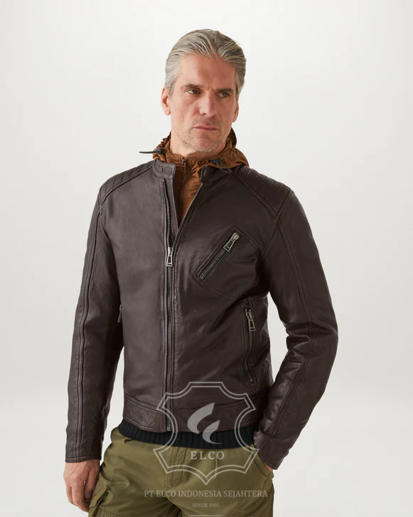 Jaket Kulit Pria Desain Casual - PC 460 - Gambar 4