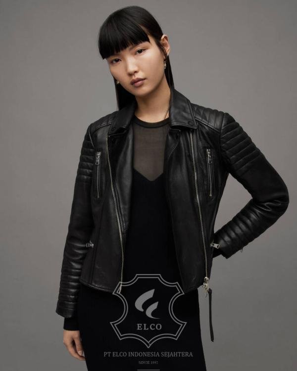 Jaket Kulit Wanita Desain Biker - WB 410