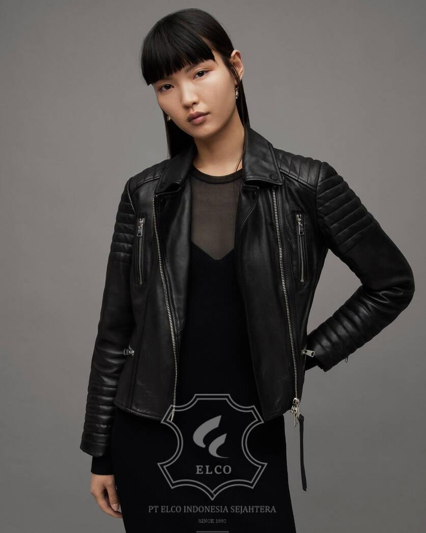 Jaket Kulit Wanita Desain Biker - WB 410