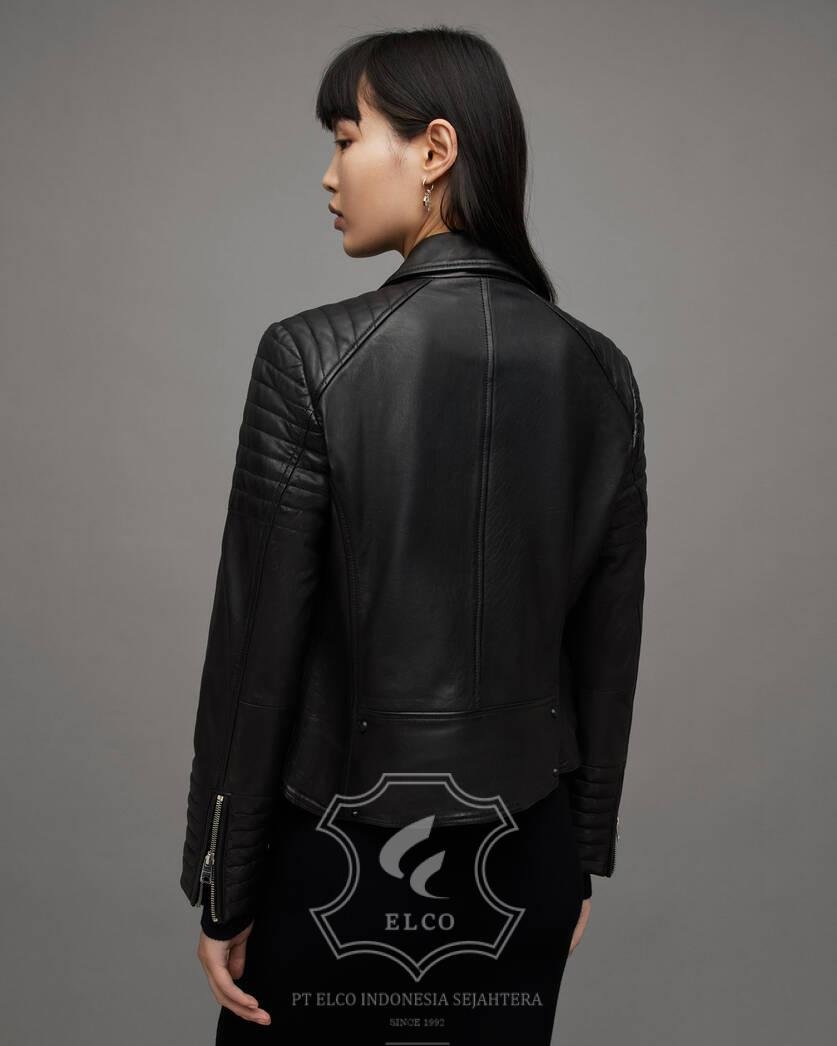 Jaket Kulit Wanita Desain Biker - WB 410 - Gambar 5