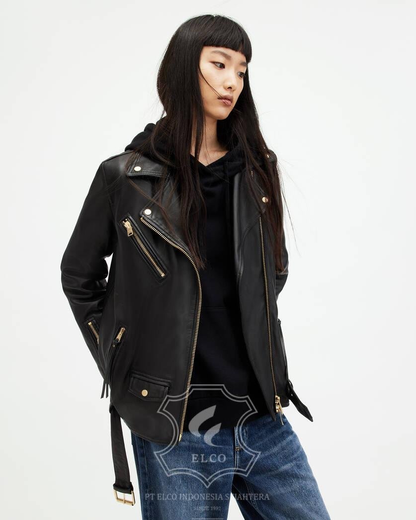 Jaket Kulit Wanita Desain Serong - WS 465 - Gambar 5