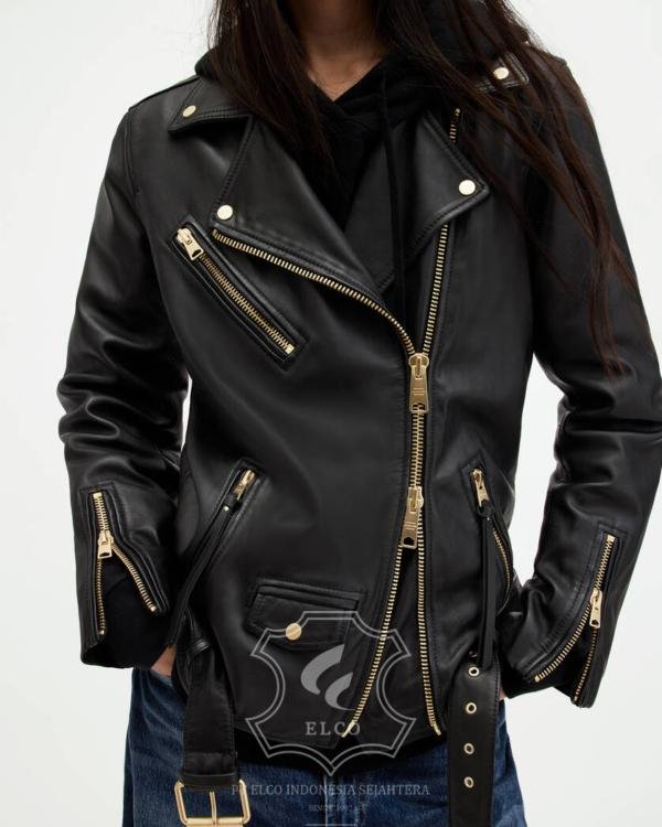 Jaket Kulit Wanita Desain Serong - WS 465