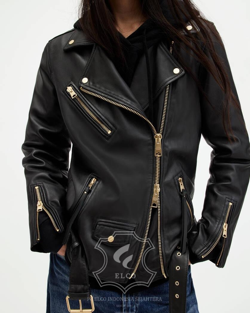 Jaket Kulit Wanita Desain Serong - WS 465