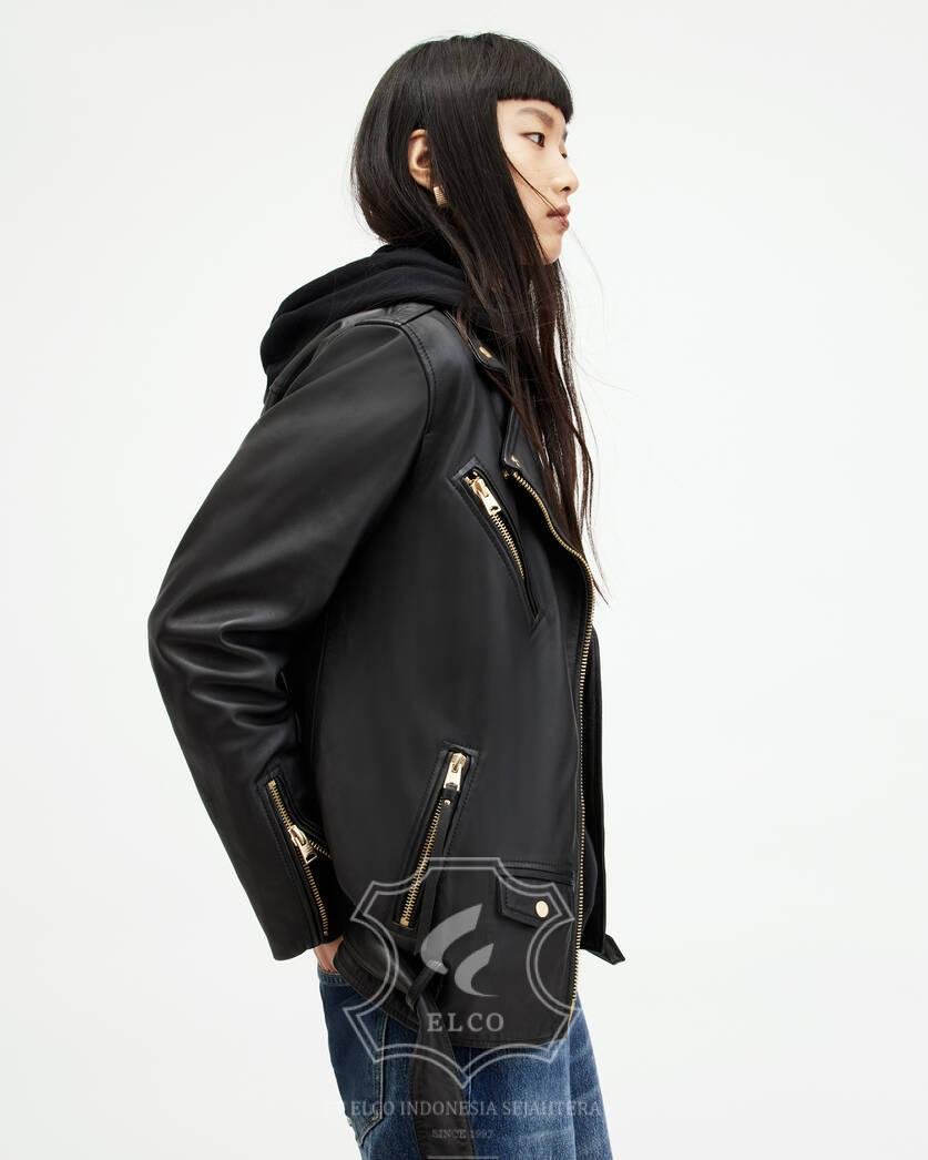 Jaket Kulit Wanita Desain Serong - WS 465 - Gambar 6