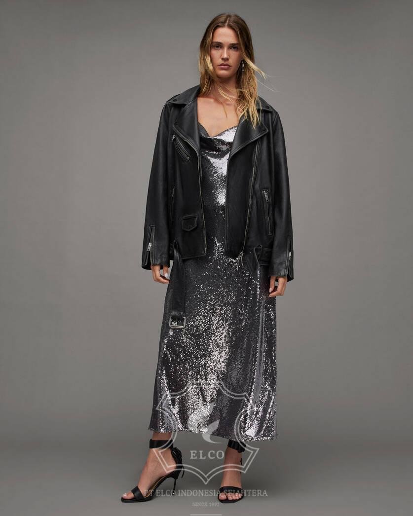 Jaket Kulit Wanita Desain Serong - WS 463