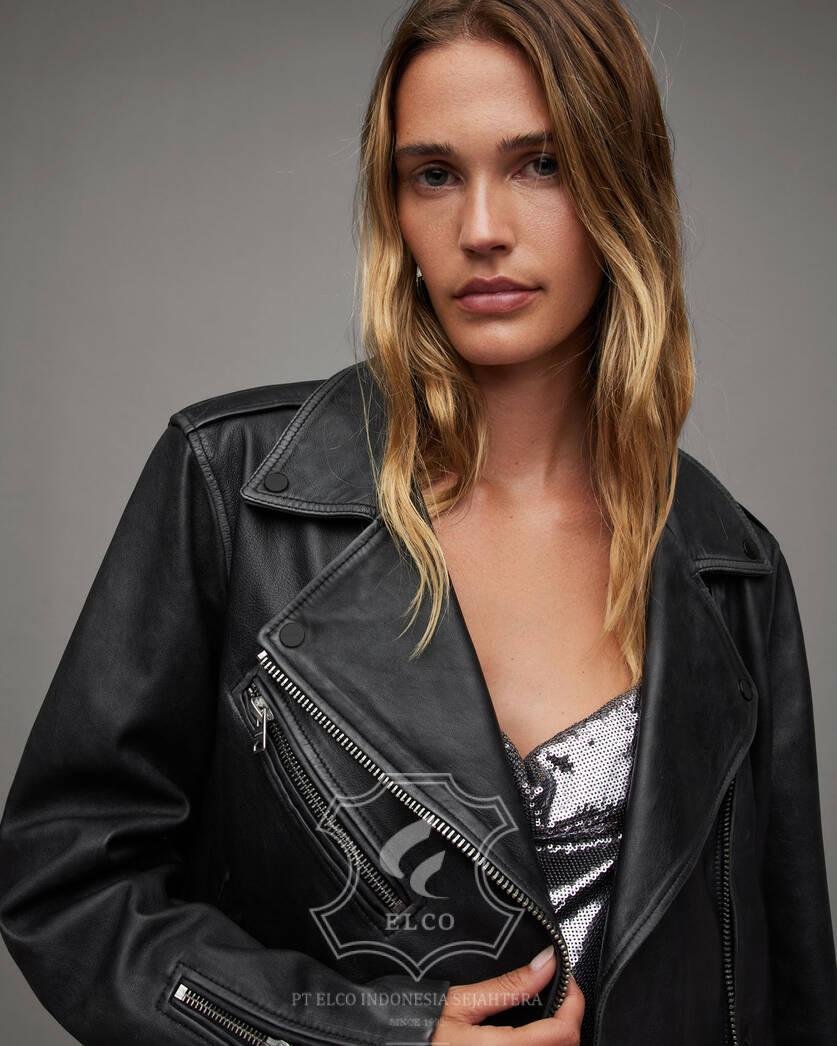 Jaket Kulit Wanita Desain Serong - WS 463 - Gambar 4