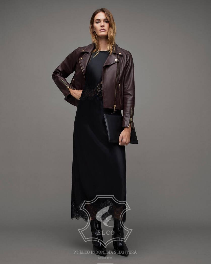 Jaket Kulit Wanita Desain Serong - WS 456 - Gambar 3