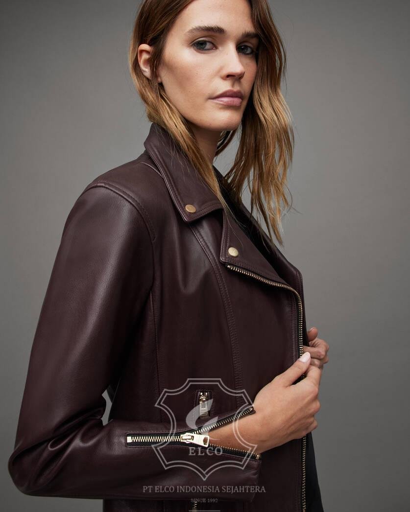 Jaket Kulit Wanita Desain Serong - WS 456 - Gambar 6