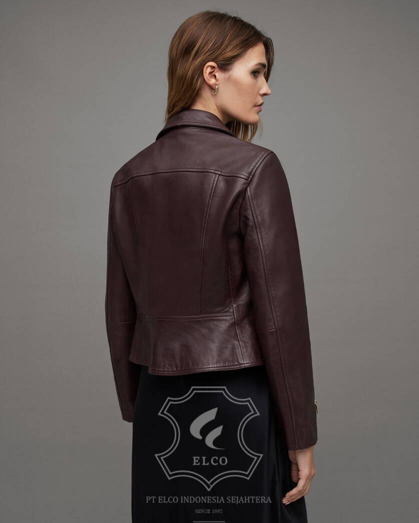 Jaket Kulit Wanita Desain Serong - WS 456 - Gambar 4
