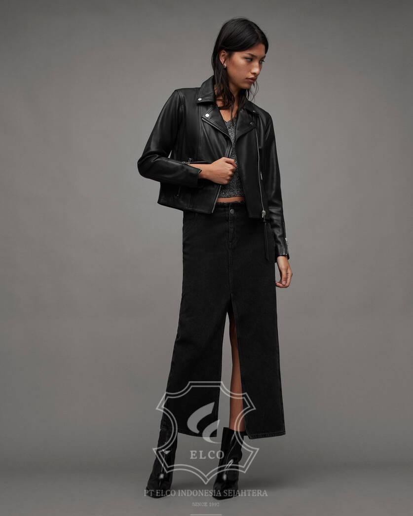Jaket Kulit Wanita Desain Serong - WS 455 - Gambar 3