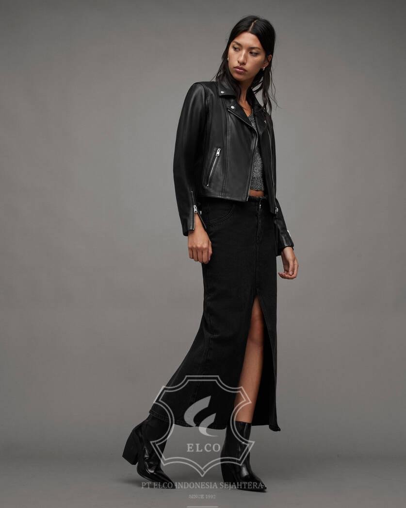 Jaket Kulit Wanita Desain Serong - WS 455 - Gambar 4