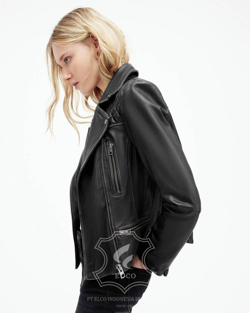 Jaket Kulit Wanita Desain Serong - WS 459 - Gambar 4