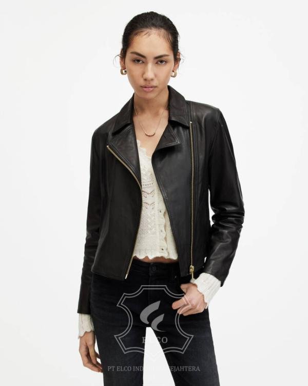 Jaket Kulit Wanita Desain Serong - WS 458