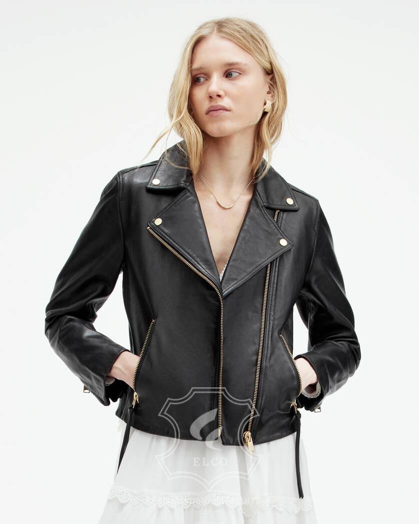 Jaket Kulit Wanita Desain Serong - WS 454 - Gambar 3