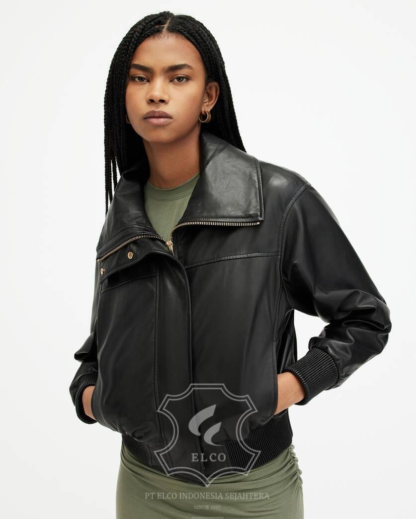 Jaket Kulit Wanita Desain Bomber - WCB 444