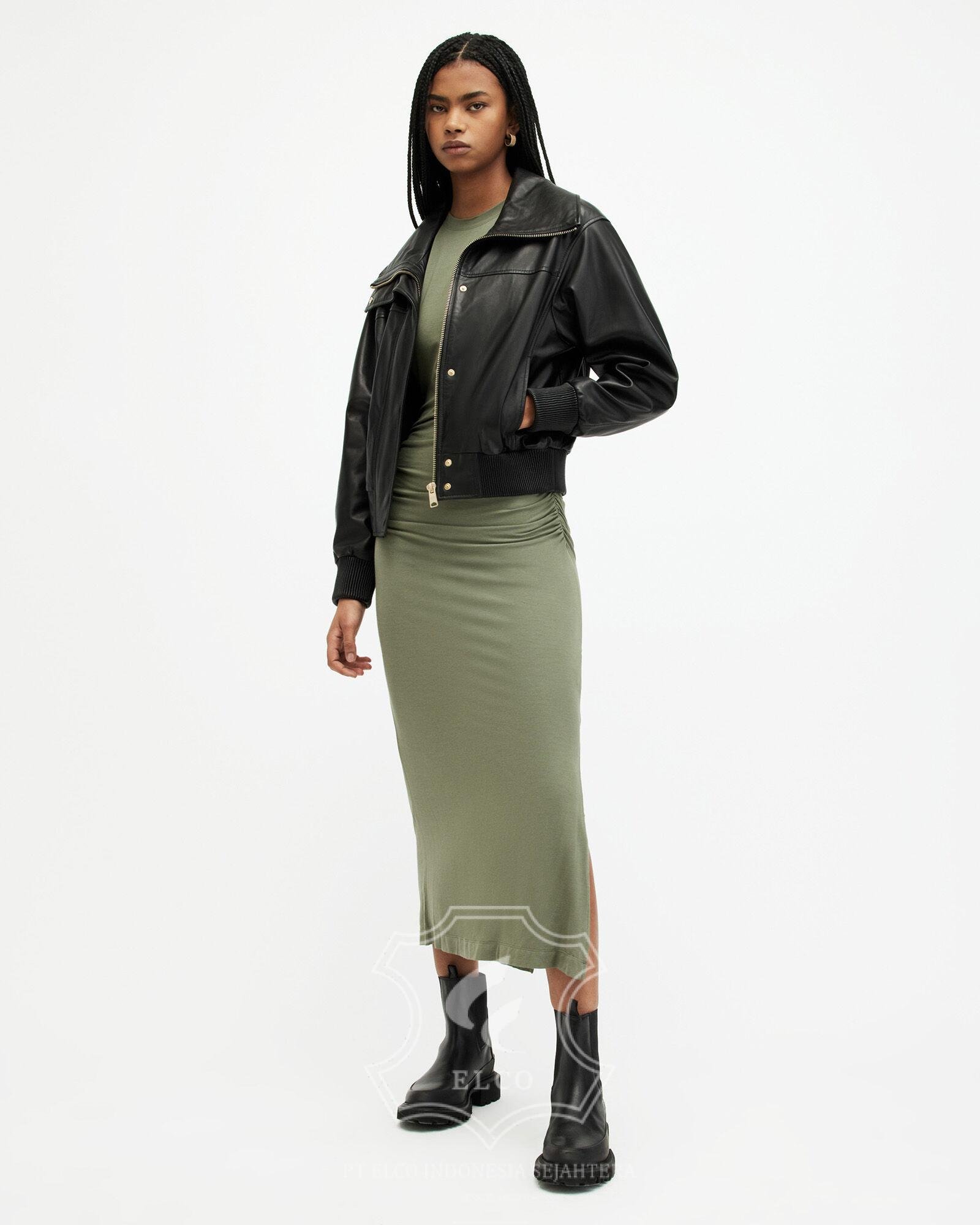 Jaket Kulit Wanita Desain Bomber - WCB 444 - Gambar 2