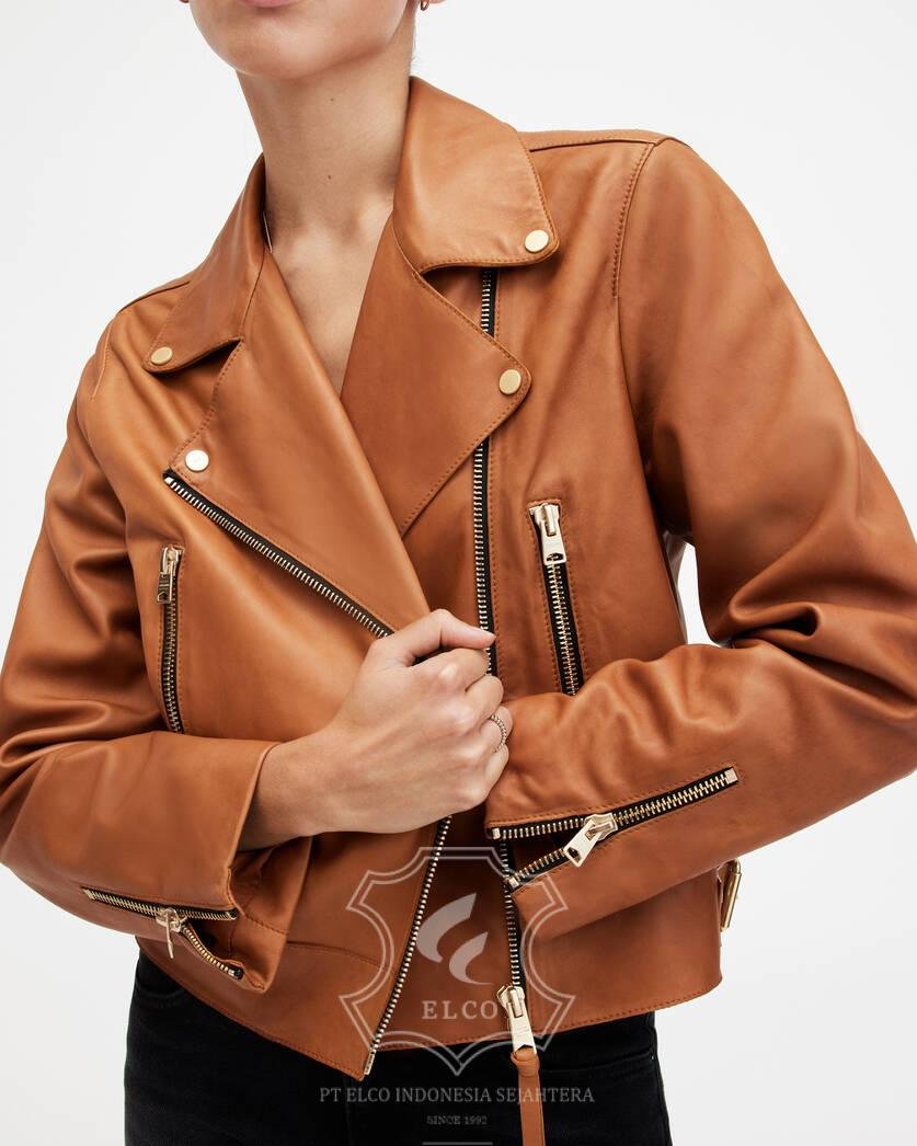 Jaket Kulit Wanita Desain Serong - WS 460 - Gambar 5