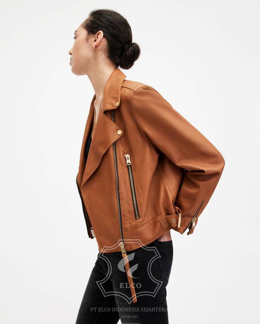 Jaket Kulit Wanita Desain Serong - WS 460 - Gambar 4
