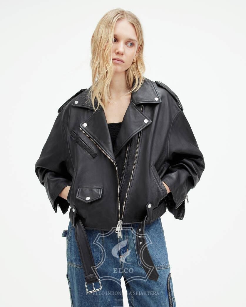 Jaket Kulit Wanita Desain Serong - WS 461 - Gambar 4