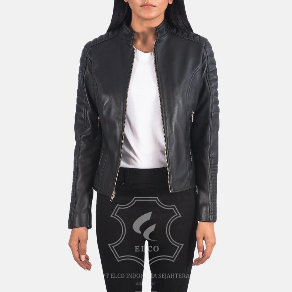Jaket Kulit Wanita Desain Biker - WB 401 - Gambar 3