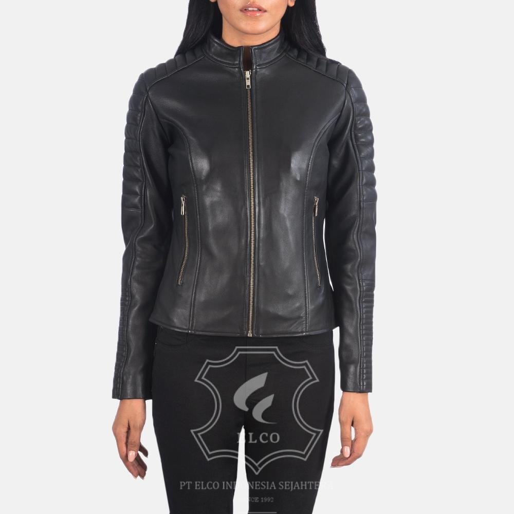 Jaket Kulit Wanita Desain Biker - WB 401 - Gambar 4