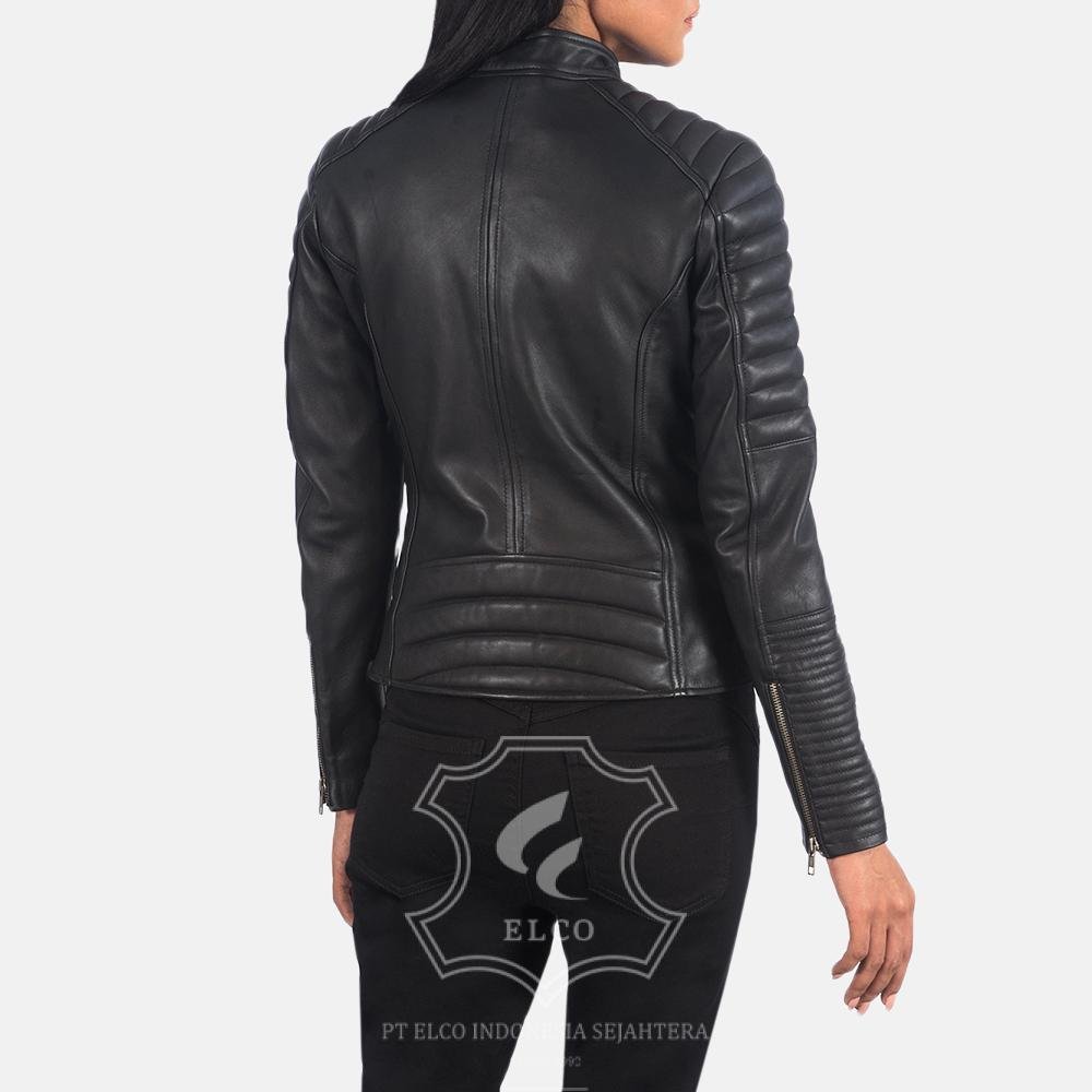 Jaket Kulit Wanita Desain Biker - WB 401 - Gambar 5
