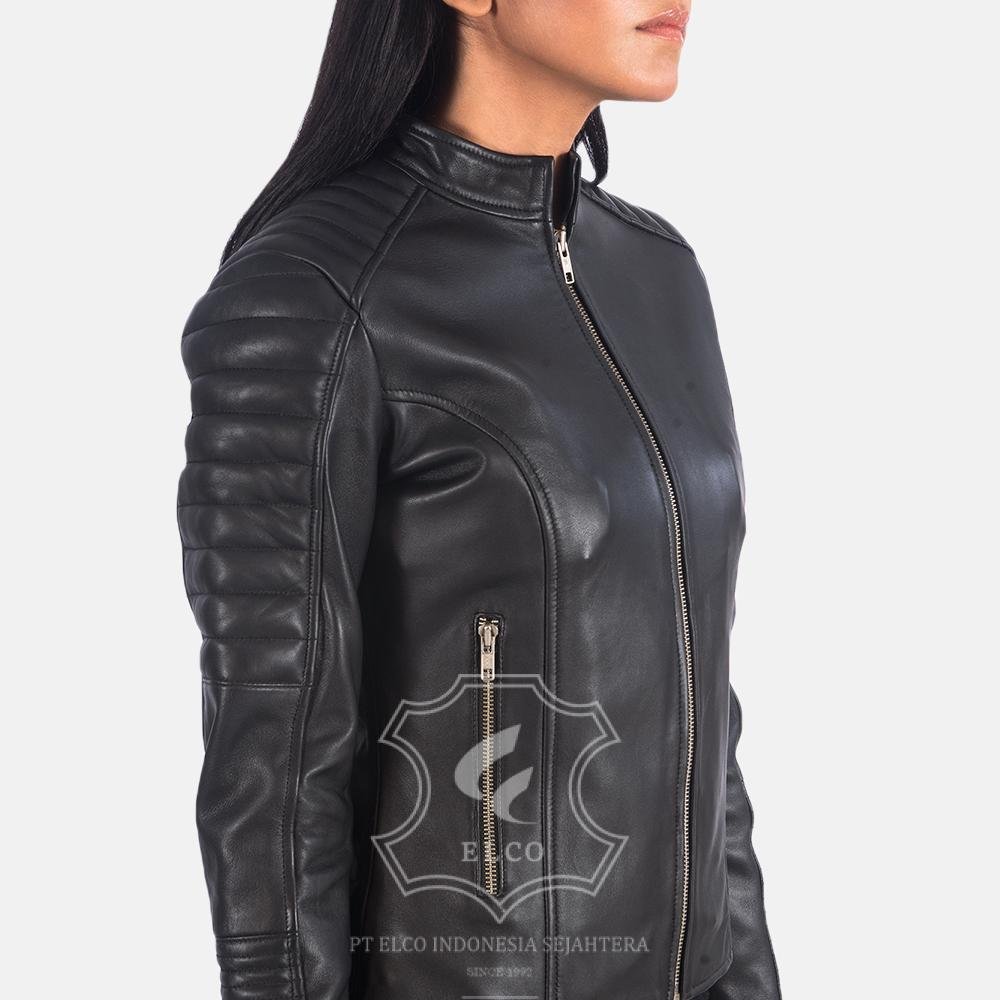 Jaket Kulit Wanita Desain Biker - WB 401 - Gambar 2