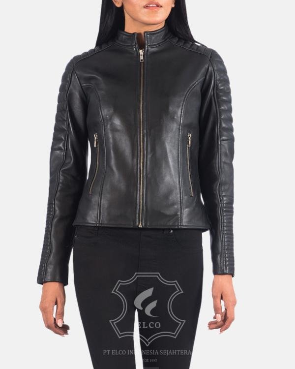 Jaket Kulit Wanita Desain Biker - WB 401