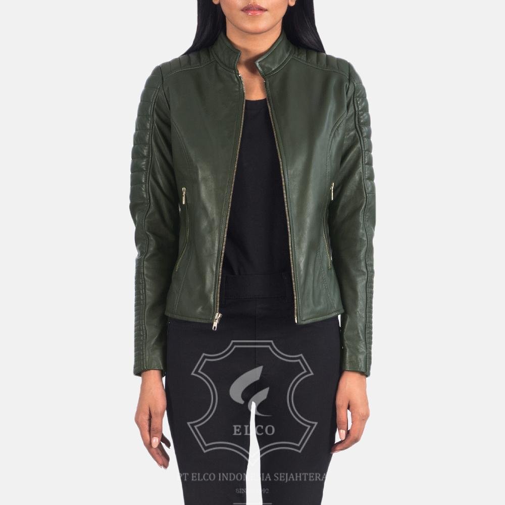 Jaket Kulit Wanita Desain Biker - WB 402 - Gambar 3