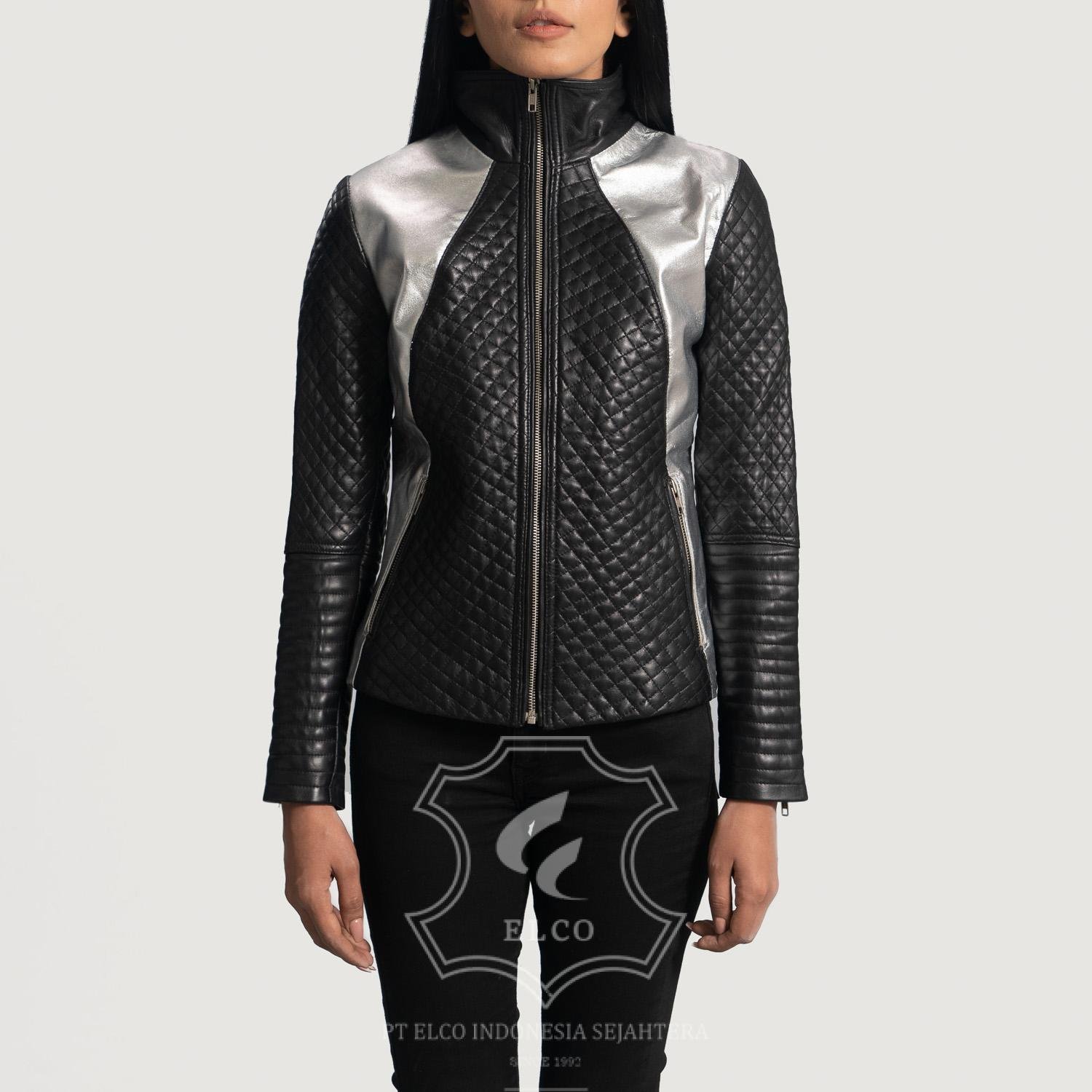 Jaket Kulit Wanita Desain Biker - WB 405