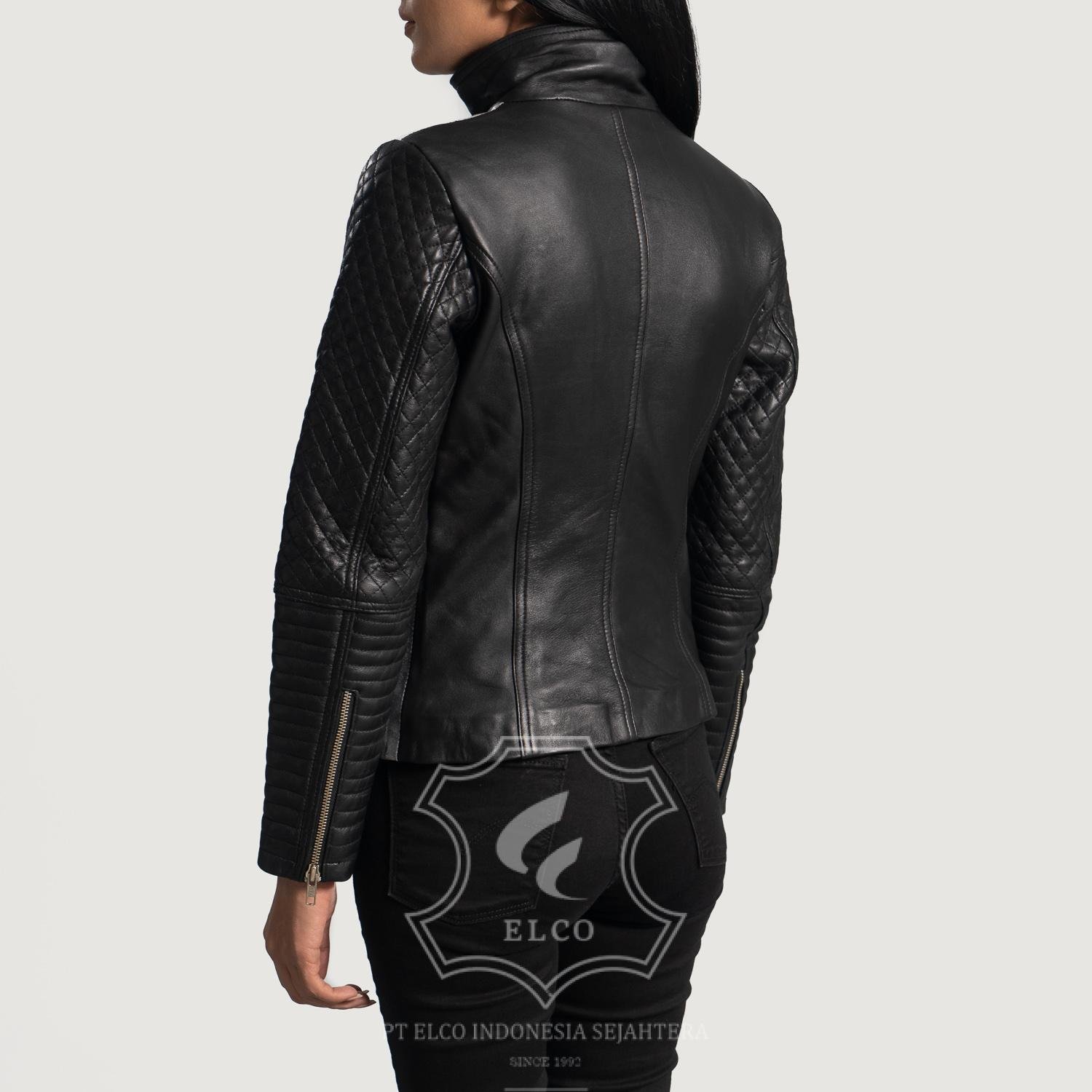 Jaket Kulit Wanita Desain Biker - WB 405 - Gambar 5
