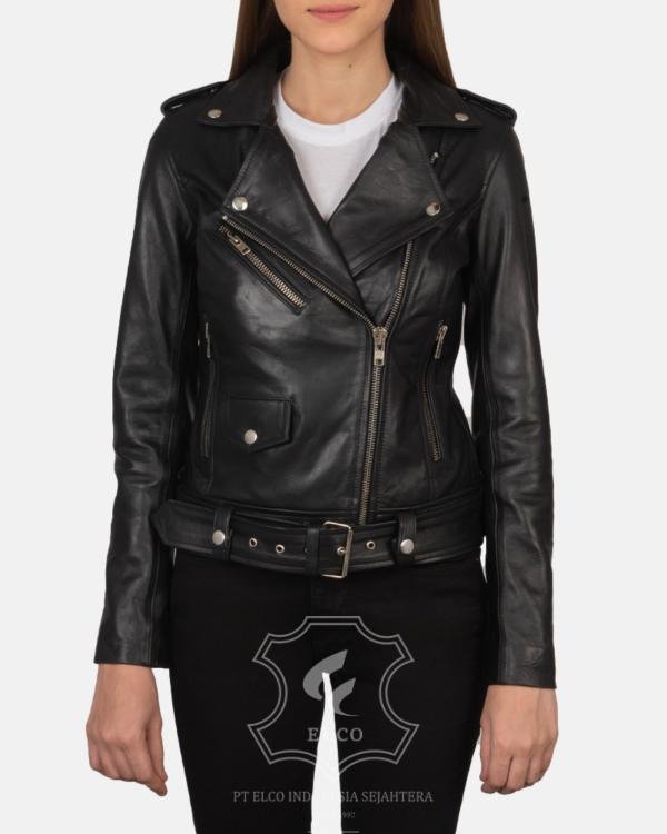 Jaket Kulit Wanita Desain Serong - WS 401