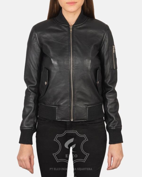 Jaket Kulit Wanita Desain Bomber - WCB 413