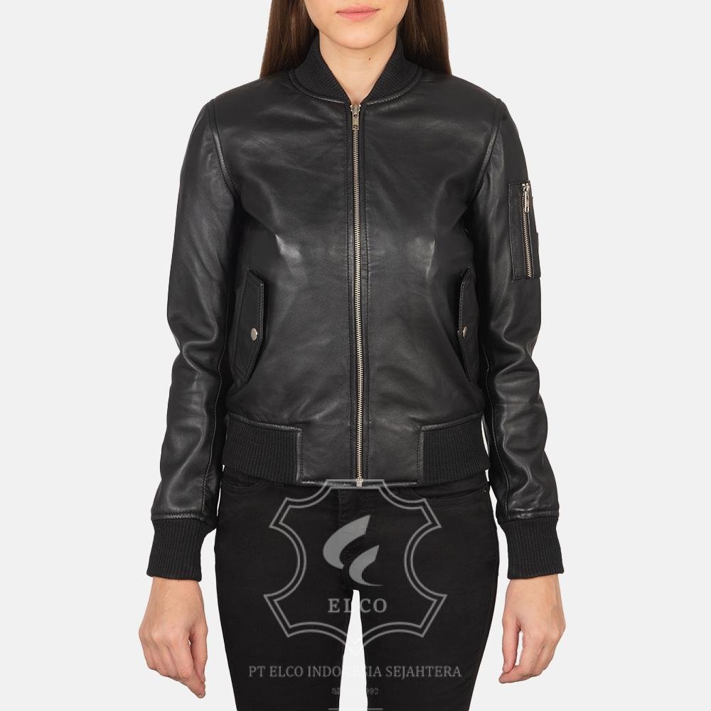 Jaket Kulit Wanita Desain Bomber - WCB 413