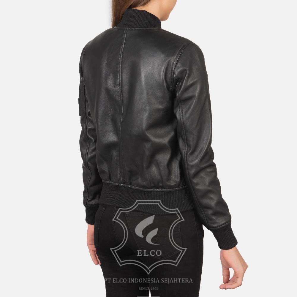 Jaket Kulit Wanita Desain Bomber - WCB 413 - Gambar 4