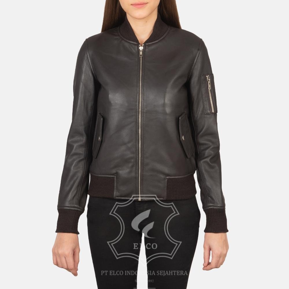 Jaket Kulit Wanita Desain Bomber - WCB 414