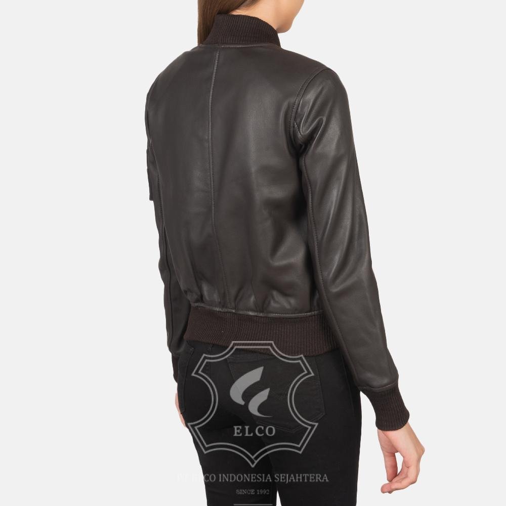Jaket Kulit Wanita Desain Bomber - WCB 414 - Gambar 4