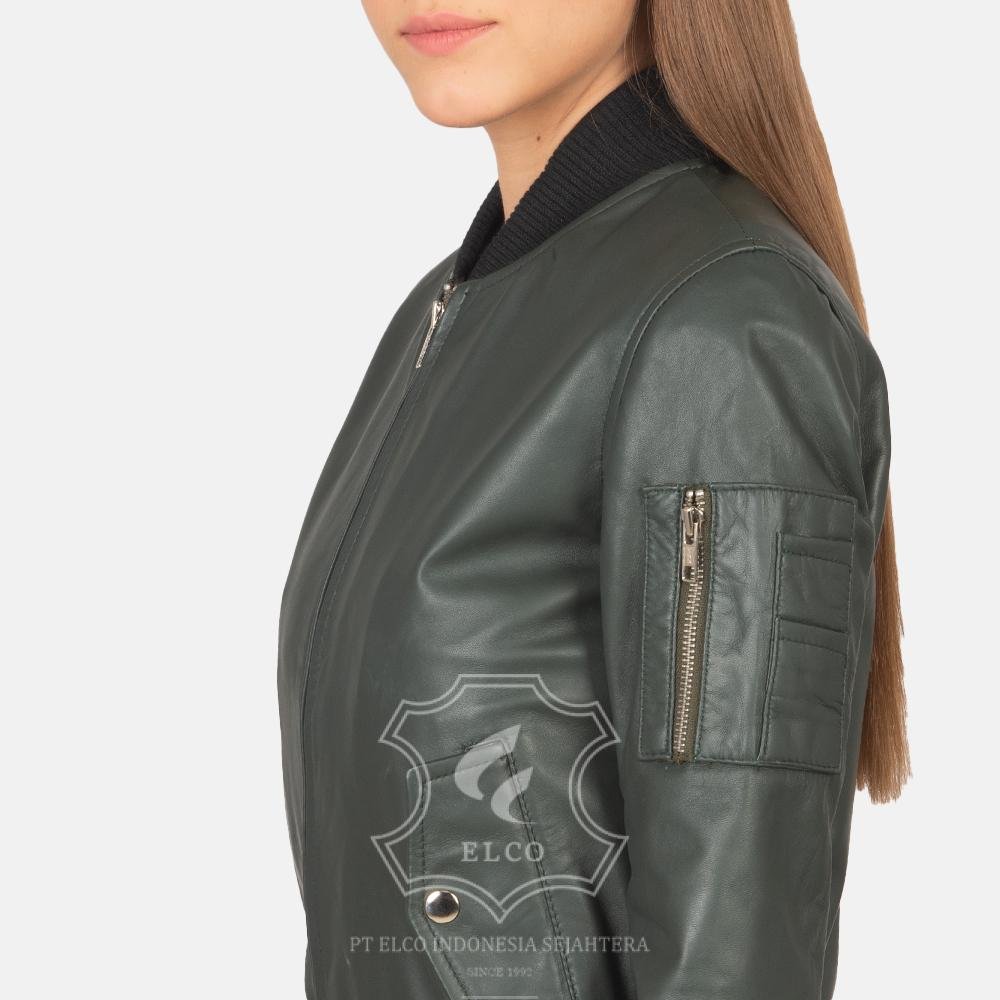 Jaket Kulit Wanita Desain Bomber - WCB 415 - Gambar 5