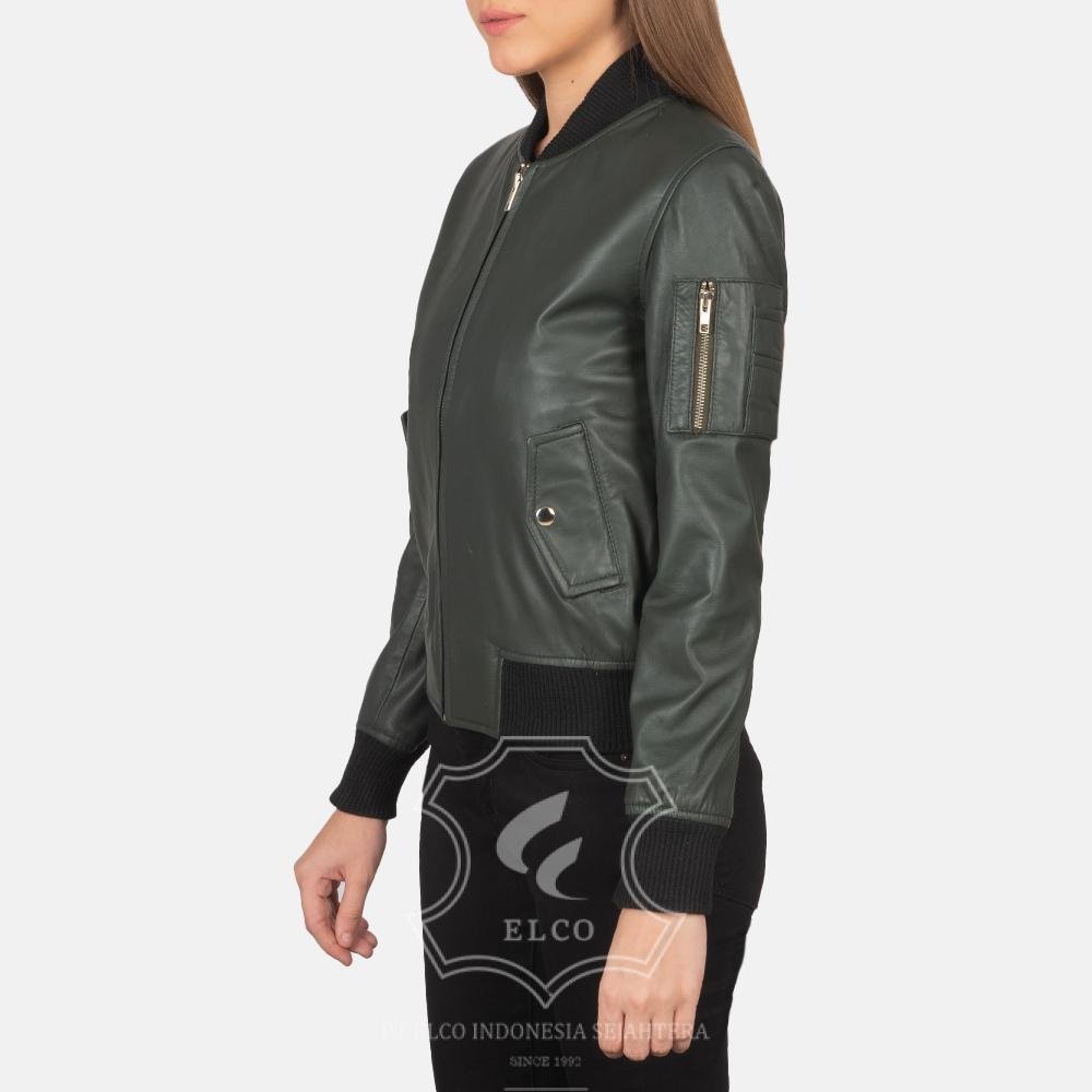 Jaket Kulit Wanita Desain Bomber - WCB 415 - Gambar 3