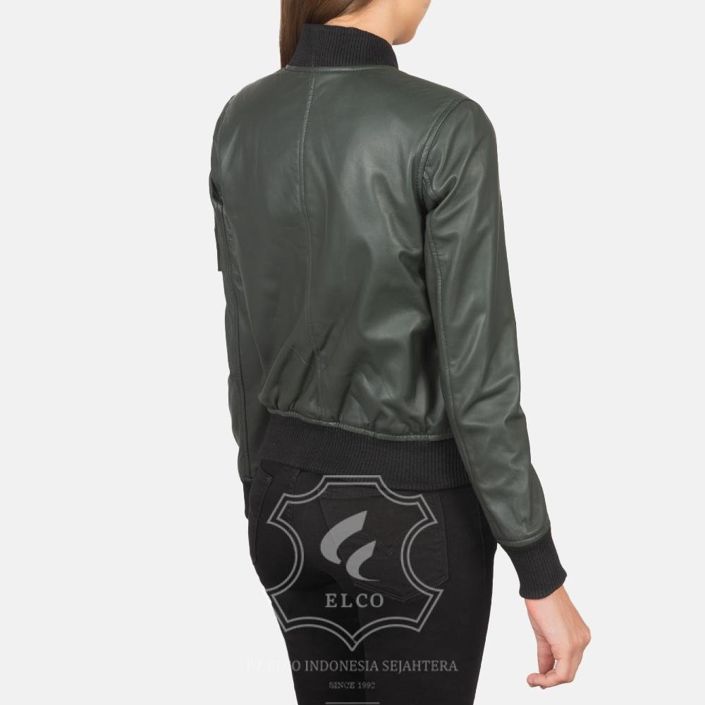Jaket Kulit Wanita Desain Bomber - WCB 415 - Gambar 4