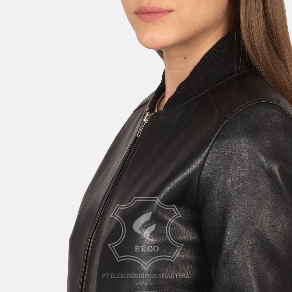 Jaket Kulit Wanita Desain Bomber - WCB 401 - Gambar 2