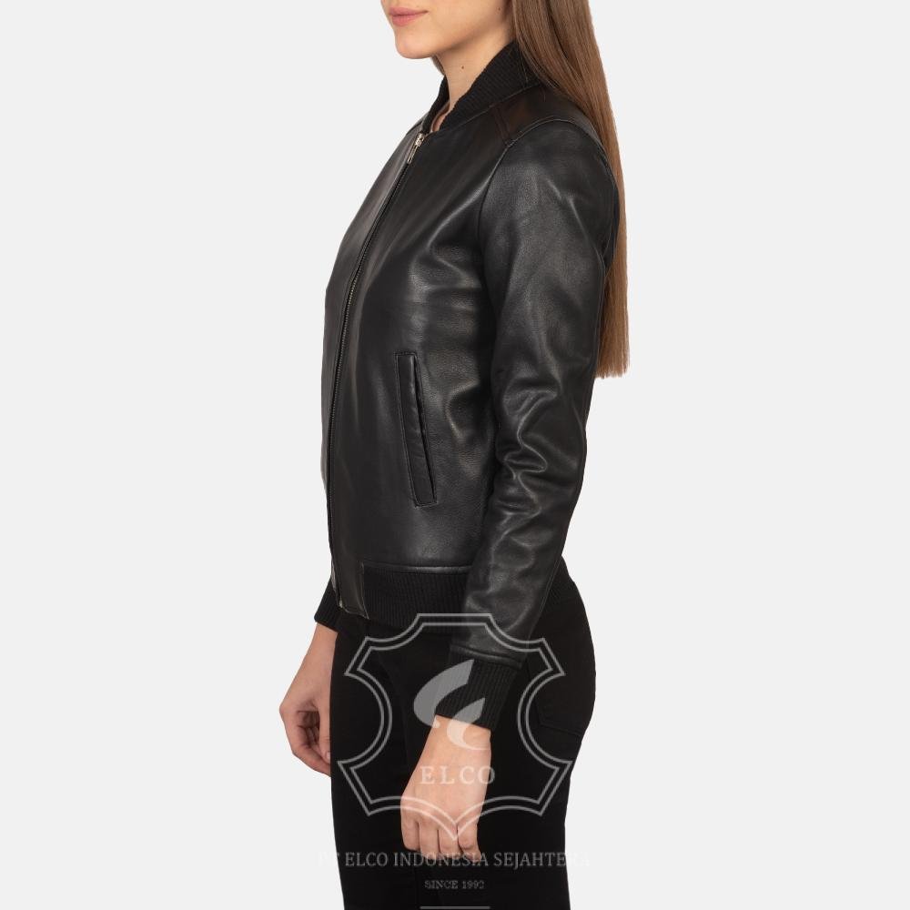 Jaket Kulit Wanita Desain Bomber - WCB 401 - Gambar 4