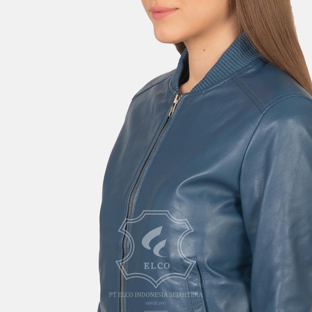 Jaket Kulit Wanita Desain Bomber - WCB 403 - Gambar 2